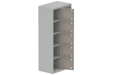 [Pas de famille] - [Pas de sous famille] - Vestiaire multicases 2 colonnes L,40cm 5 cases (fermeture cadenas) H,180xL,80xP,50cm coffre gris clair/portes basalte