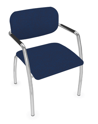 VISITEURS ET FONCTIONNELS - 4 Pieds - Diva - Chaise piétement 4 pieds chrome (CH).Assise et dossier tissu Step Bleu (L04)