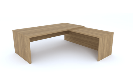 Gamme X5 - Tables de Bureau avec retour - X5- Plan Manager 200x100cm avec retour mur aligné (encombrement 200x200cm) noyer