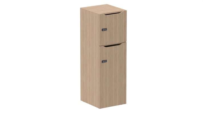 CASIERS - 2 cases - Meuble à cases H.137xL.45xP.50cm - 2 cases : 1 x H86cm (en bas) + 1 x H43cm.  portes avec découpe en partie haute. serrure à code