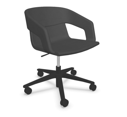 VISITEURS ET FONCTIONNELS - Sur roulettes - Melody - Fauteuil Pietement roulettes Alu poli noir (A). Tissu Int Vinyle (D11) - Tissu Ext Vinyle (D11)