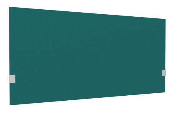 PANNEAUX ECRANS POUR BUREAU DROIT SOLO - Pour bureaux largeur 140 cm - SECRET Panneau-écran acoustique H74cm pour poste solo L.140cm. 2 faces tissu SYNERGY coloris bleu turquoise. pinces de fixation réglables en hauteur coloris aluminium