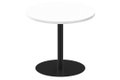 Table ronde diamètre 90cm sur pied colonne noir, plateau blanc