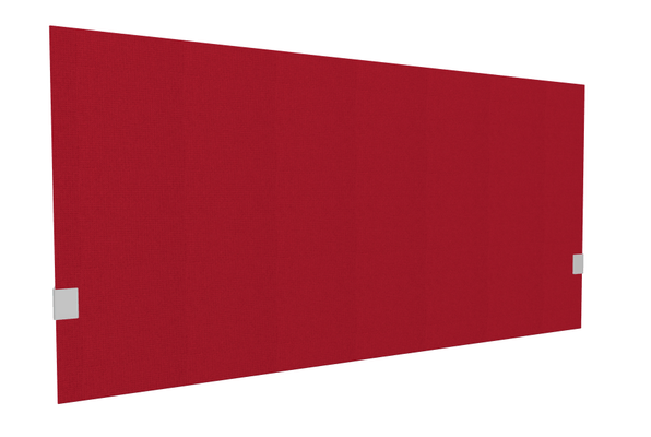 PANNEAUX ECRANS POUR BUREAU DROIT SOLO - Pour bureaux largeur 140 cm - SECRET Panneau-écran acoustique H74cm pour poste solo L.140cm. 2 faces tissu STEP coloris rouge. pinces de fixation réglables en hauteur coloris aluminium