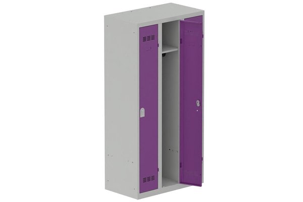 [Pas de famille] - [Pas de sous famille] - Vestiaire industrie propre 3 portes (serrure 2 clés) H180xL90xP50cm coffre gris clair/ porte(s) prune
