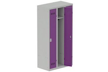 [Pas de famille] - [Pas de sous famille] - Vestiaire industrie propre 3 portes (serrure 2 clés) H180xL90xP50cm coffre gris clair/ porte(s) prune