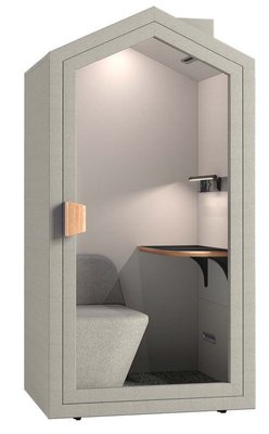 [Pas de famille] - [Pas de sous famille] - KALM - CABINE ACOUSTIQUE SOLO DIM EXT 2100X900X1100CM sur roulettes éclairage LED avec capteur - tablette : L760P380H30mm coloris Sable