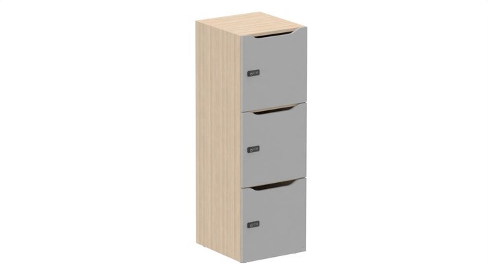 CASIERS - 3 cases - Meuble à cases H.137xL.45xP.50cm - 3 cases H43cm. portes avec découpe en partie haute. serrure à code