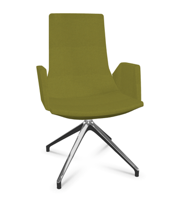 DIRECTION - Visiteurs - KI fauteuil de conférence haut dossier. piétement 4 branches en aluminium poli