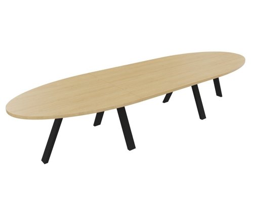 [Pas de famille] - [Pas de sous famille] - TABLE OBLONGUE 3 PLATEAUX 400X120CM SUR STRUCTURE X3 MEETING. Plateau Chêne clair et pietement Noir.