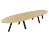 TABLE OBLONGUE 3 PLATEAUX 400X120CM SUR STRUCTURE X3 MEETING. Plateau Chêne clair et pietement Noir.