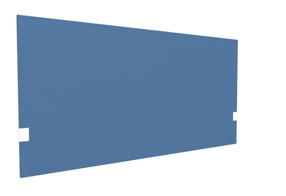 PANNEAUX ECRANS POUR BUREAU DROIT SOLO - Pour bureaux largeur 140 cm - SECRET Panneau-écran acoustique H74cm pour poste solo L.140cm. 2 faces tissu SYNERGY coloris bleu. pinces de fixation réglables en hauteur coloris aluminium