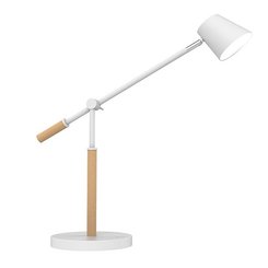 WOODY1 Lampe de bureau LED avec interrupteur sur socle 3 niveaux d'intensité  lumineuse, port USB 5V, coloris blanc/hêtre