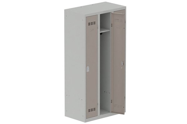 [Pas de famille] - [Pas de sous famille] - Vestiaire industrie propre 3 portes (serrure 2 clés) H180xL90xP50cm coffre gris clair/ porte(s) basalte