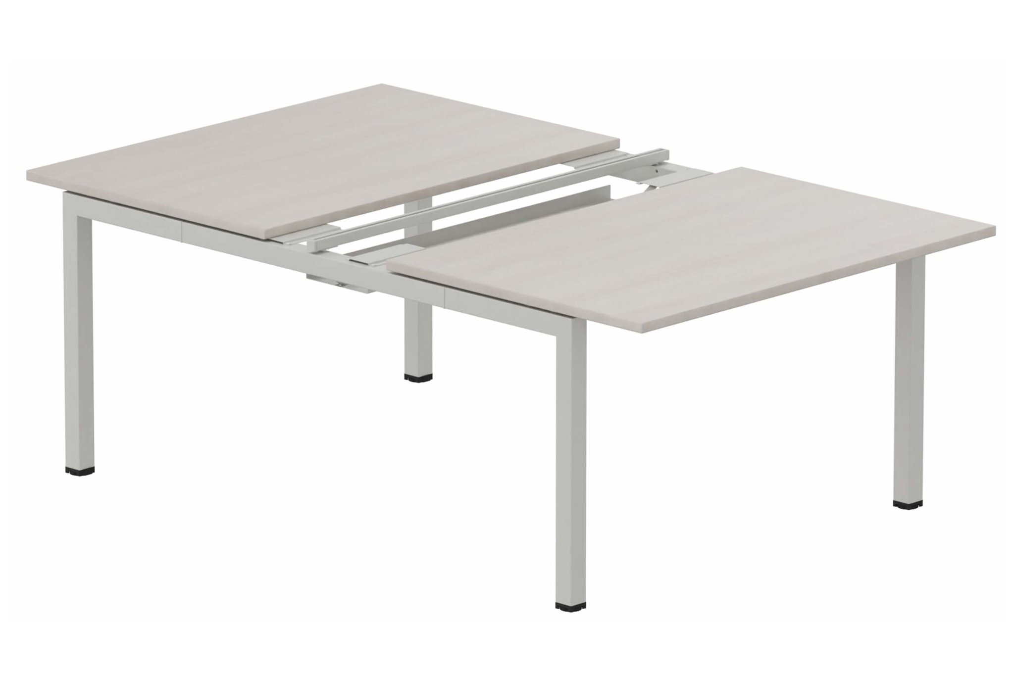 K3 Bench départ 2 plateaux coulissants 180x80cm encombrement 180x165cm, plateau acacia, structure aluminium