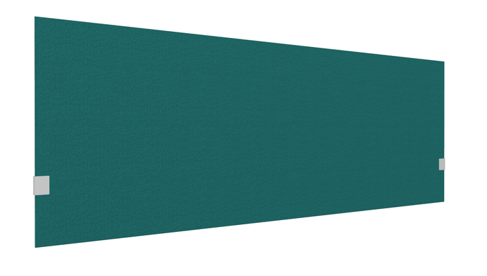 PANNEAUX ECRANS POUR BUREAU DROIT SOLO - Pour bureaux largeur 180 cm - SECRET Panneau-écran acoustique H74cm pour poste solo L.180cm. 2 faces tissu SYNERGY coloris bleu turquoise. pinces de fixation réglables en hauteur coloris aluminium