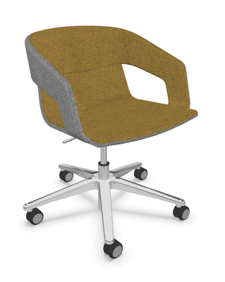 VISITEURS ET FONCTIONNELS - Sur roulettes - Melody - Fauteuil Pietement roulettes Alu poli (CH). Tissu Int Step (L16) - Tissu Ext Step (L12)