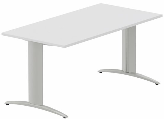 TABLES DE FORMATION - Composables piétement "i" - Module composable pied i, L.160xP.80cm, départ, plateau blanc, structure aluminium, plateau blanc, structure aluminium
