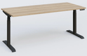 Poste solo 200*80 réglable en hauteur électriquement de 65-130 cm gamme KPro3. Plateau chêne naturel et piètement noir