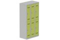 Vestiaire multicases 3 colonnes L,30cm 2 cases (fermeture cadenas) H,180xL,90xP,50cm coffre gris clair/portes anis