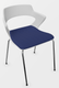 SWEETY Chaise 4 pieds tube, piétement chrome, coque polypropylène coloris blanc, placet assise tissu BONDAI coloris bleu BNC