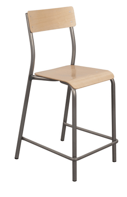 SCOLAIRE - Se Restaurer - Tabouret ANDRÉ assise et dossier bois Blueprotech® piètement époxy - H60 cm