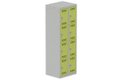 Vestiaire multicases 2 colonnes L,30cm 4 cases (fermeture cadenas) H,180xL,60xP,50cm coffre gris clair/portes anis
