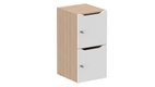 Meuble à cases H.92xL.45xP.50cm - 2 cases H43cm. portes avec découpe en partie haute. serrure à clé