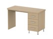Bureau DANAÉ SIGNATURE avec 3 tiroirs mélaminé piètement époxy - L124xP54xH78 cm - Gris alu RAL 9006