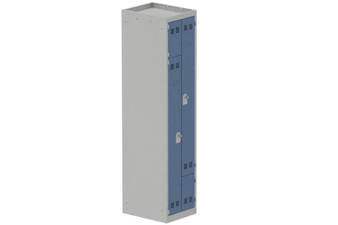 Vestiaire gain de place 1 colonne (fermeture cadenas) H,180xL,40xP,50cm coffre gris clair/portes bleu