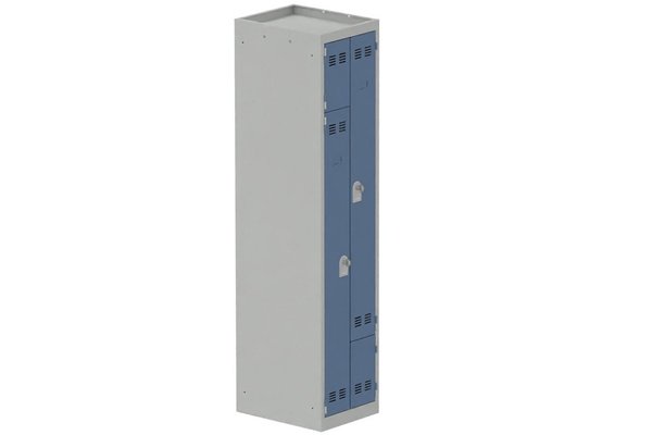 [Pas de famille] - [Pas de sous famille] - Vestiaire gain de place 1 colonne (fermeture cadenas) H,180xL,40xP,50cm coffre gris clair/portes bleu
