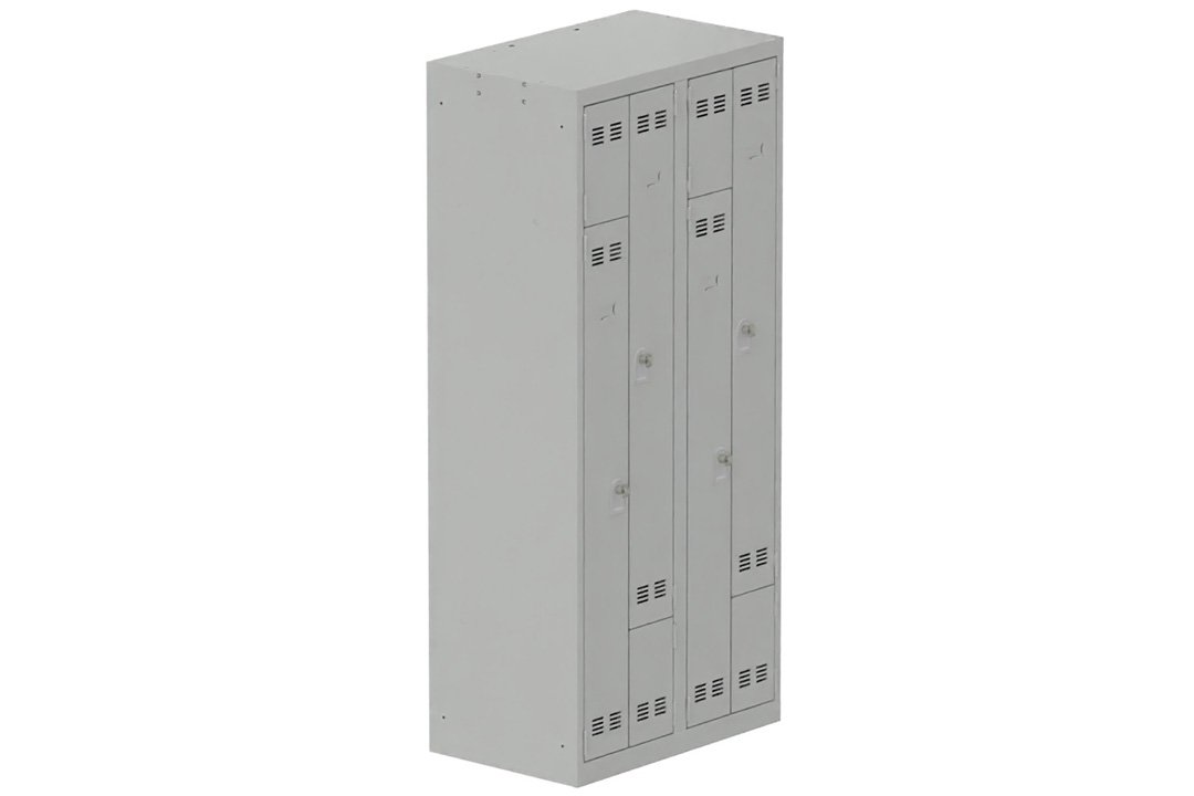 Vestiaire gain de place 2 colonnes (fermeture cadenas) H,180xL,80xP,50cm coffre gris clair/portes gris clair