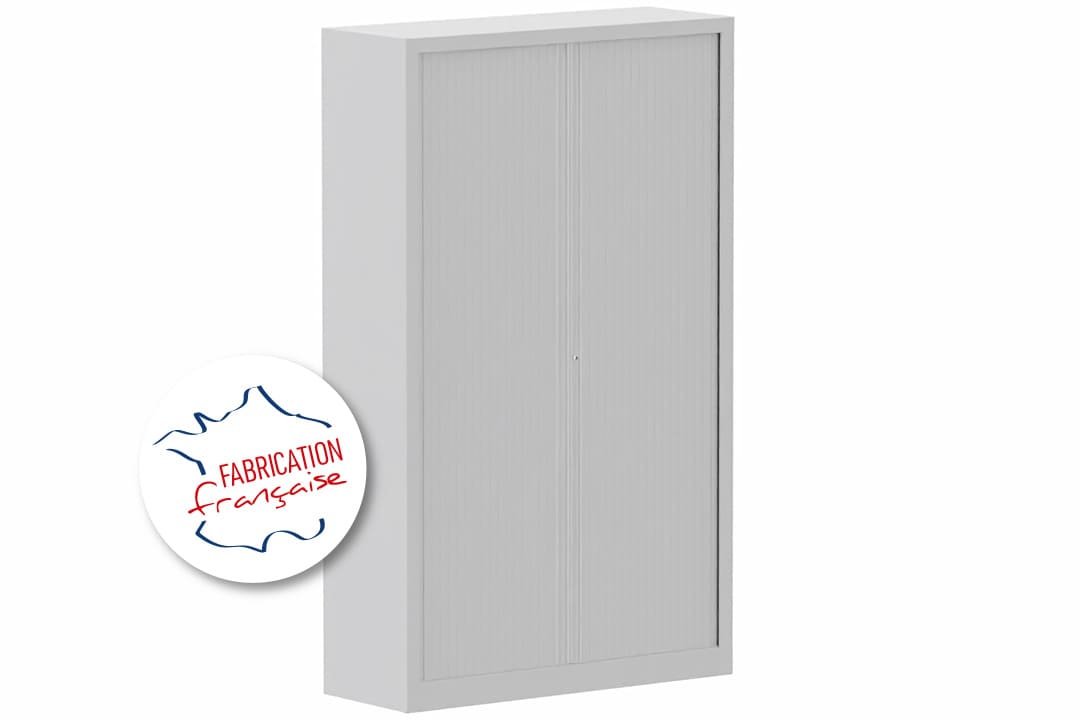 Armoire à rideaux démontable H198xL120cm 4 tablettes coffre gris clair/rideaux gris clair - sur délai
