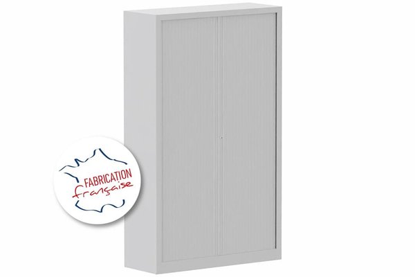 [Pas de famille] - [Pas de sous famille] - Armoire à rideaux démontable H198xL120cm 4 tablettes coffre gris clair/rideaux gris clair - sur délai