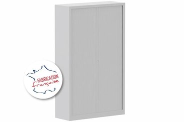 [Pas de famille] - [Pas de sous famille] - Armoire à rideaux démontable H198xL120cm 4 tablettes coffre gris clair/rideaux gris clair - sur délai