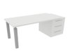 X4- Plan Manager 200x100cm + caisson XXL débordant (encombrement 226x100cm) Plateaux : blanc /Piètements : alu /Caisson : blanc