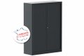 Armoire à rideaux H160xL120cm 3 tablettes coffre anthracite/rideaux anthracite