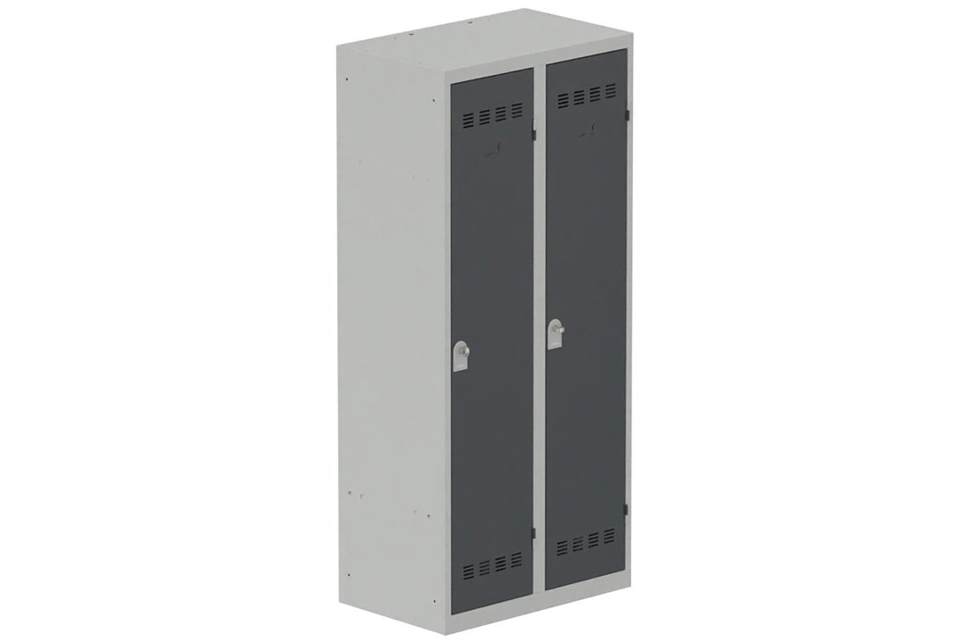 Vestiaire industrie salissante 2 portes (fermeture cadenas) H180xL80xP50cm coffre gris clair/ porte(s) anthracite