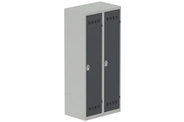 VESTIAIRES MONOBLOC CONFORT - Industrie salissante ( 2 compartiments ) - Vestiaire industrie salissante 2 portes (fermeture cadenas) H180xL80xP50cm coffre gris clair/ porte(s) anthracite