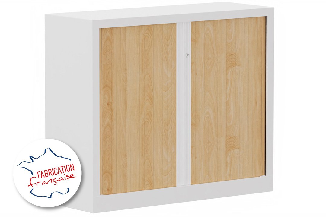 Armoire à rideaux H100xL120cm 2 tablettes