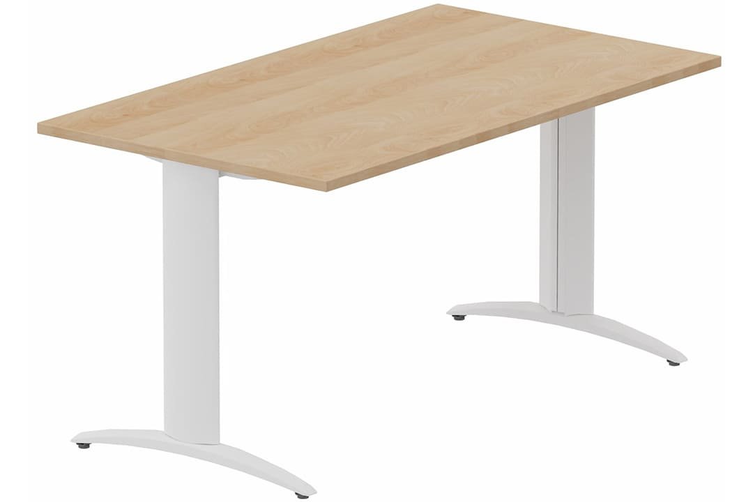 Module composable pied i, L.120xP.80cm, départ, plateau hêtre, structure blanc, plateau hêtre, structure blanc