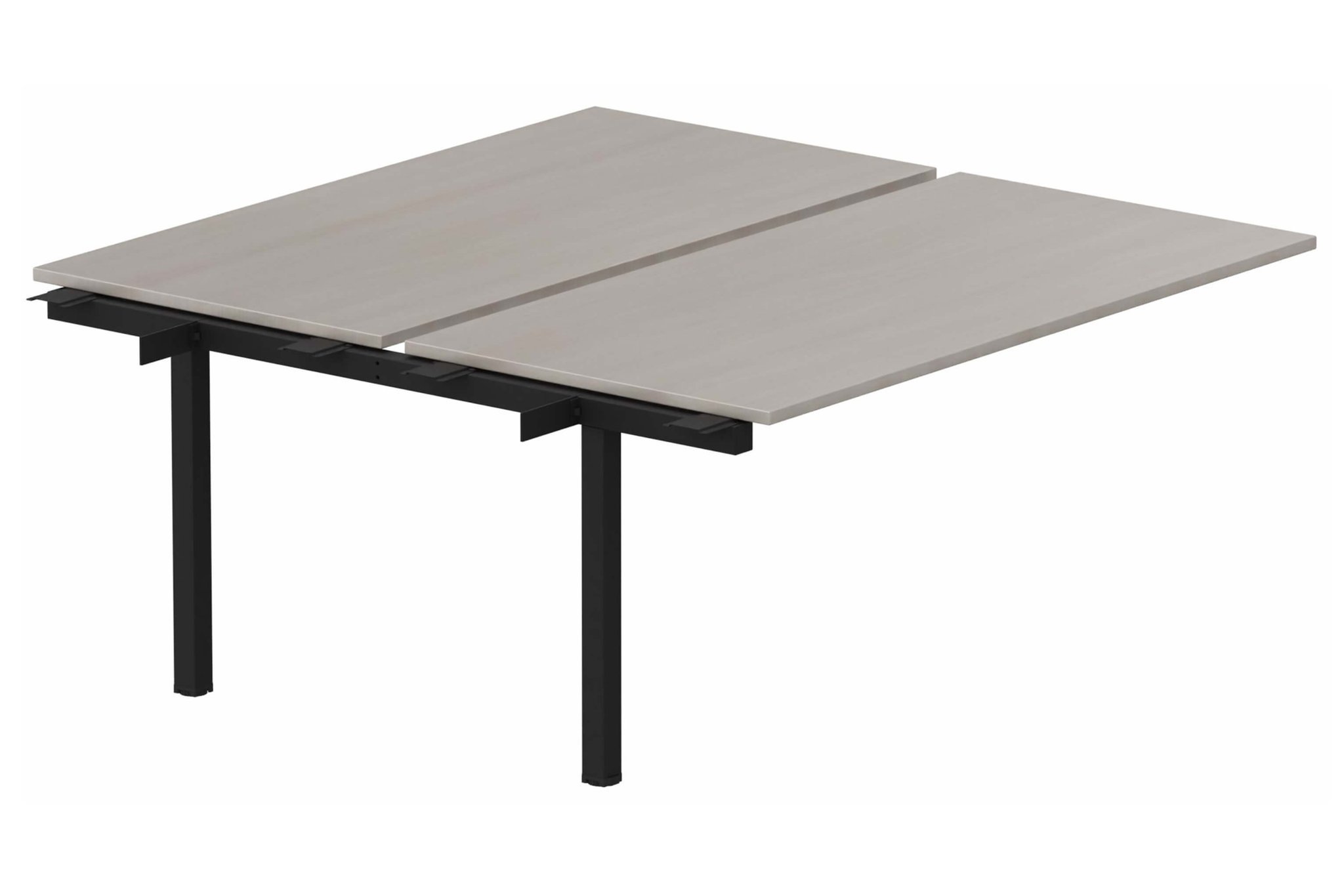 k3 - Bench suivant 2 Plateaux fixes 140x80 (encombrement P165xL140cm) -Finitions : PLATEAUX: ACACIA (AK) / PIETEMENTS: NOIR GRAINE MAT (NG)