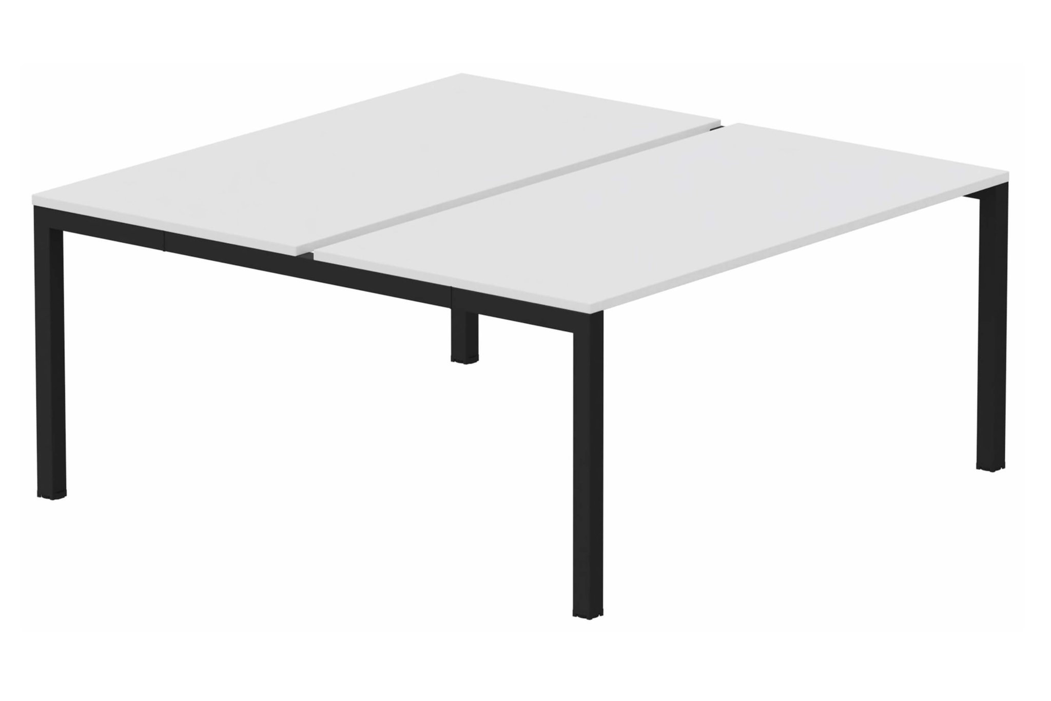 k3 - Bench départ 2 Plateaux fixes 140x80 (encombrement P165XL140cm) -Finitions : PLATEAUX: BLANC (BL) / PIETEMENTS: NOIR GRAINE MAT (NG ) / 