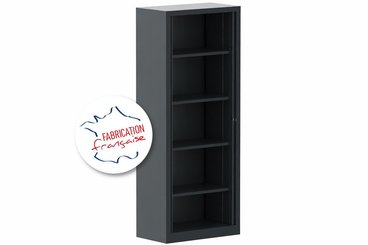 ARMOIRES A RIDEAUX - Largeur 80 cm - Armoire à rideaux H198xL80cm 4 tablettes, anthracite / acacia