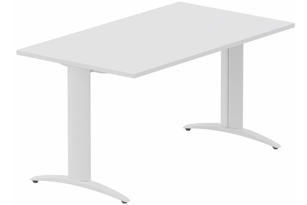 TABLES DE FORMATION - Composables piétement "i" - Module composable pied i, L.140xP.70cm, départ, plateau blanc, structure blanc, plateau blanc, structure blanc
