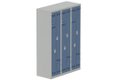 Vestiaire gain de place 3 colonnes (fermeture cadenas) H,180xL,120xP,50cm coffre gris clair/portes bleu