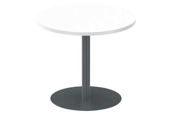 TABLES DE REUNION - Ronde - Table ronde diamètre 90cm sur pied colonne anthracite, plateau blanc