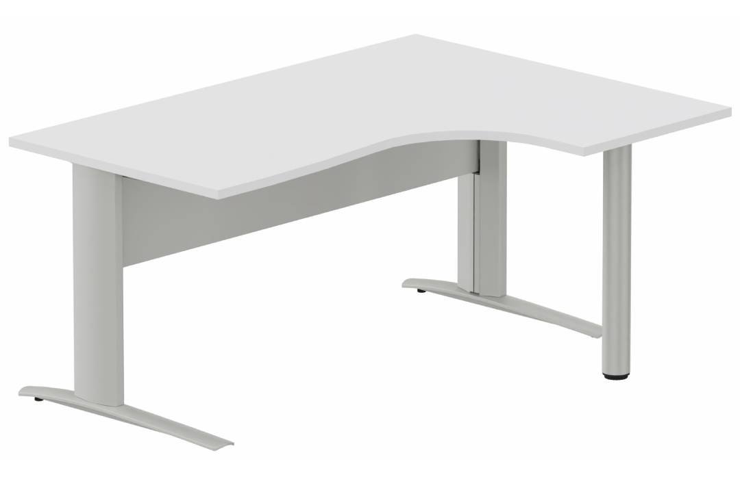 K1 VDF METAL Compact 90° asymétrique 160x120x80/60cm retour à droite sur pied de soutien blanc/aluminium - sur délai