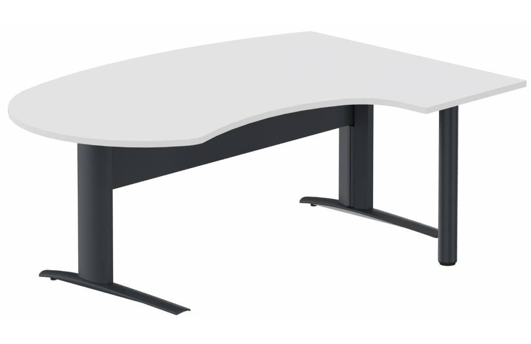 K1 VDF métal compact 90° manager 190x141x104x60cm sur pied de soutien, plateau blanc, structure anthracite