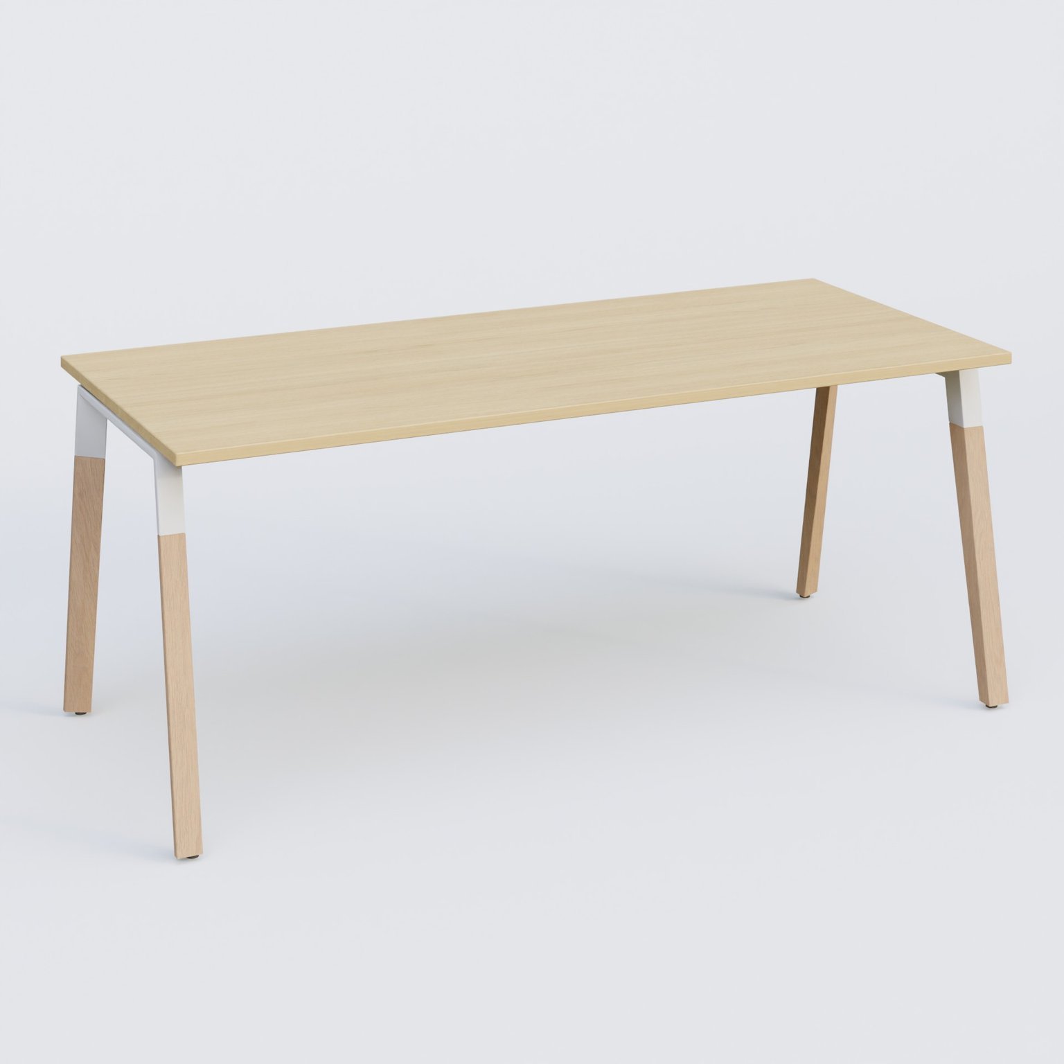  K8 WOOD plan droit 160x80cm, plateau acacia, structure blanc
